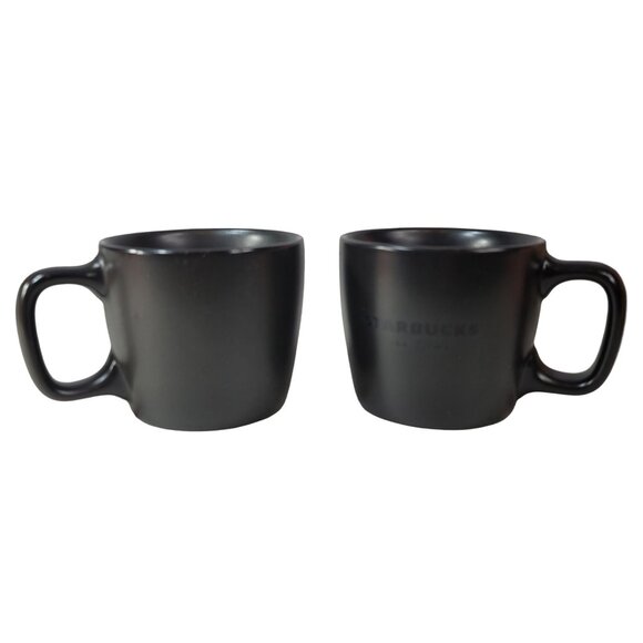 Starbucks SEA 71 WA Mug Set Black 12oz Spell Out Logo Square Handle Matte 2018 - Picture 2 of 8